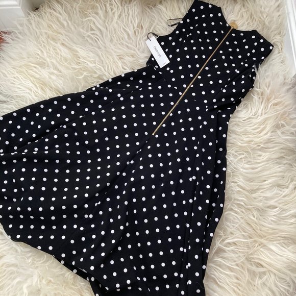 Calvin Klein Polka-Dot Fit & Flare Dress - Picture 8 of 9